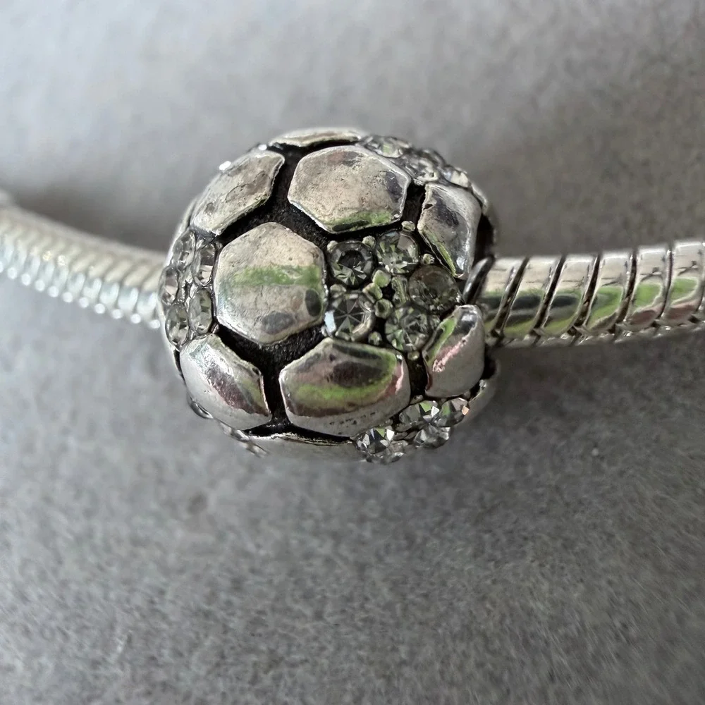 Soccer Ball Crystal Bead‎ Charm fits PANDORA